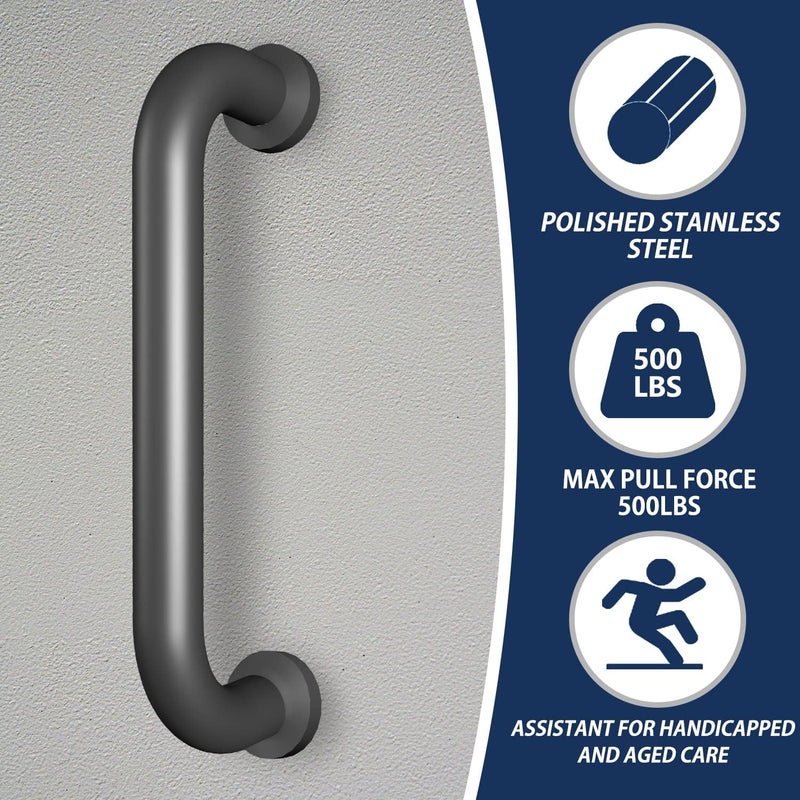 Conwithna Safety Handle Bar Iron Outdoor Deck Rail Banister Bath Shower Indoor & Outdoor Deck Hand Rail 500LBS Load Capacity Wall Mount Stainless Steel 2 Pack - Image 3